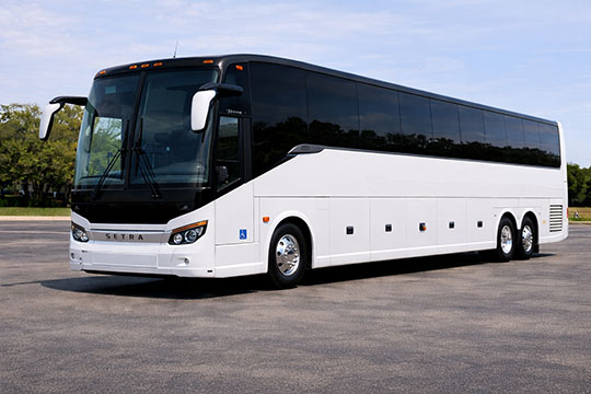 56-passenger charter bus available for charter in Rialto, CA